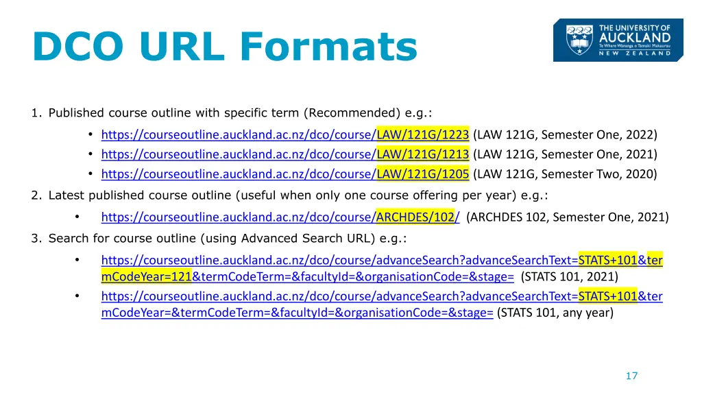 dco url formats