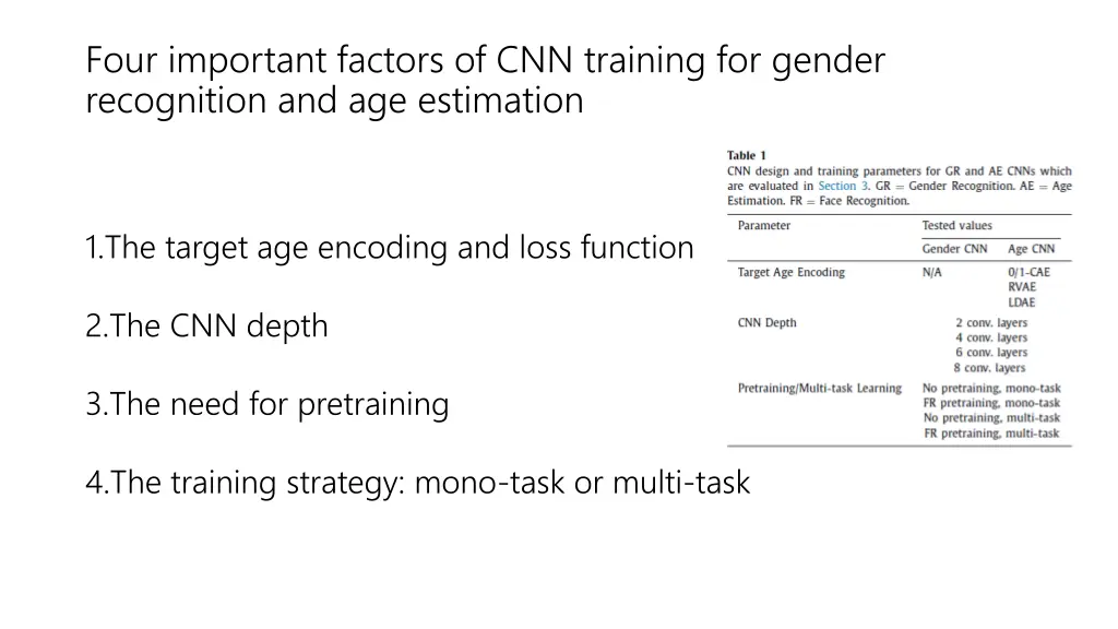 four important factors of cnn training for gender