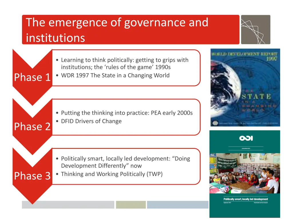 the emergence of governance and institutions
