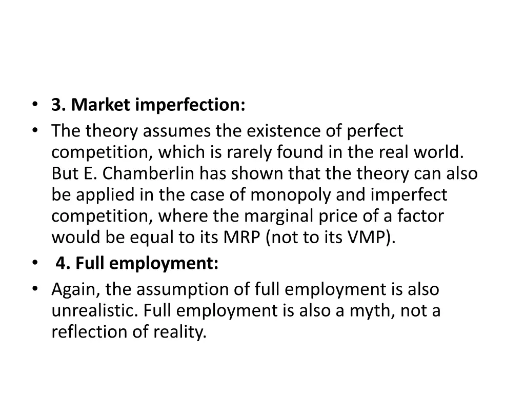3 market imperfection the theory assumes