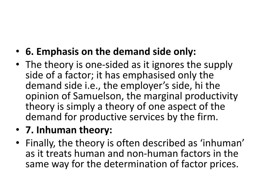 6 emphasis on the demand side only the theory