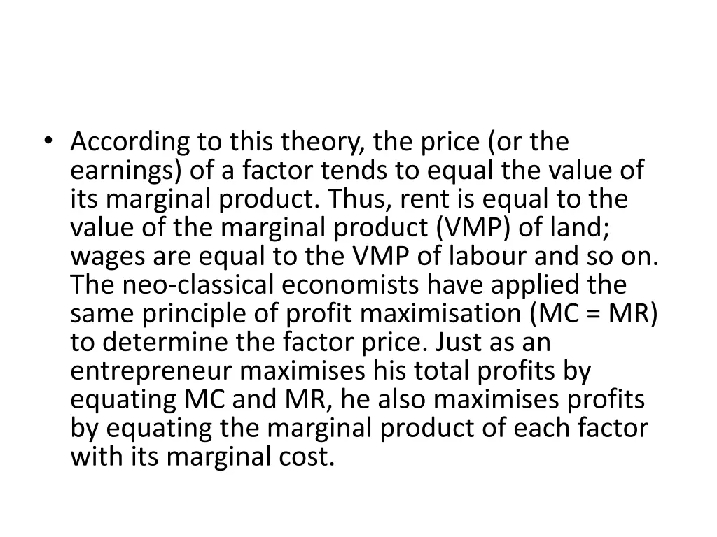 according to this theory the price
