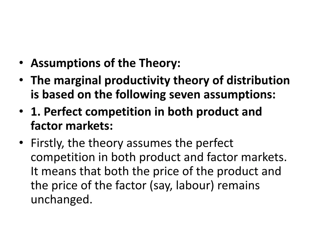 assumptions of the theory the marginal