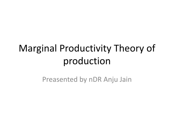 marginal productivity theory of production