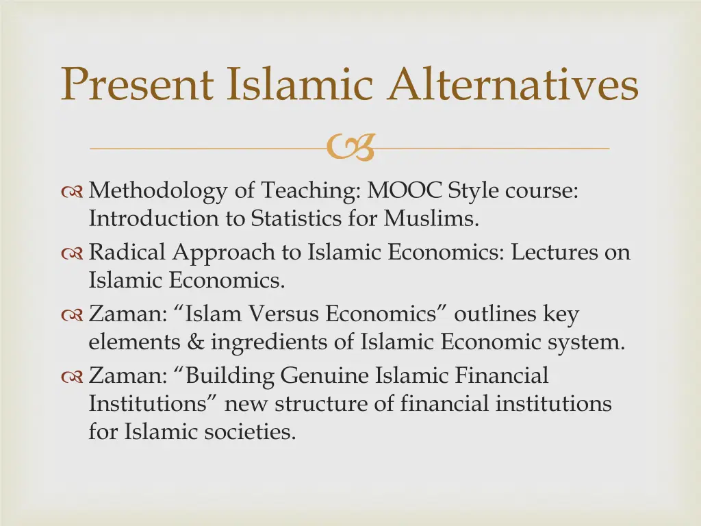 present islamic alternatives