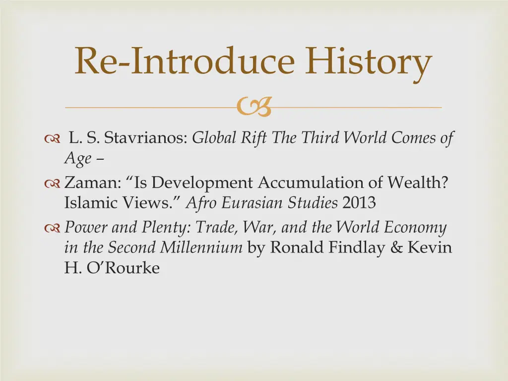 re introduce history