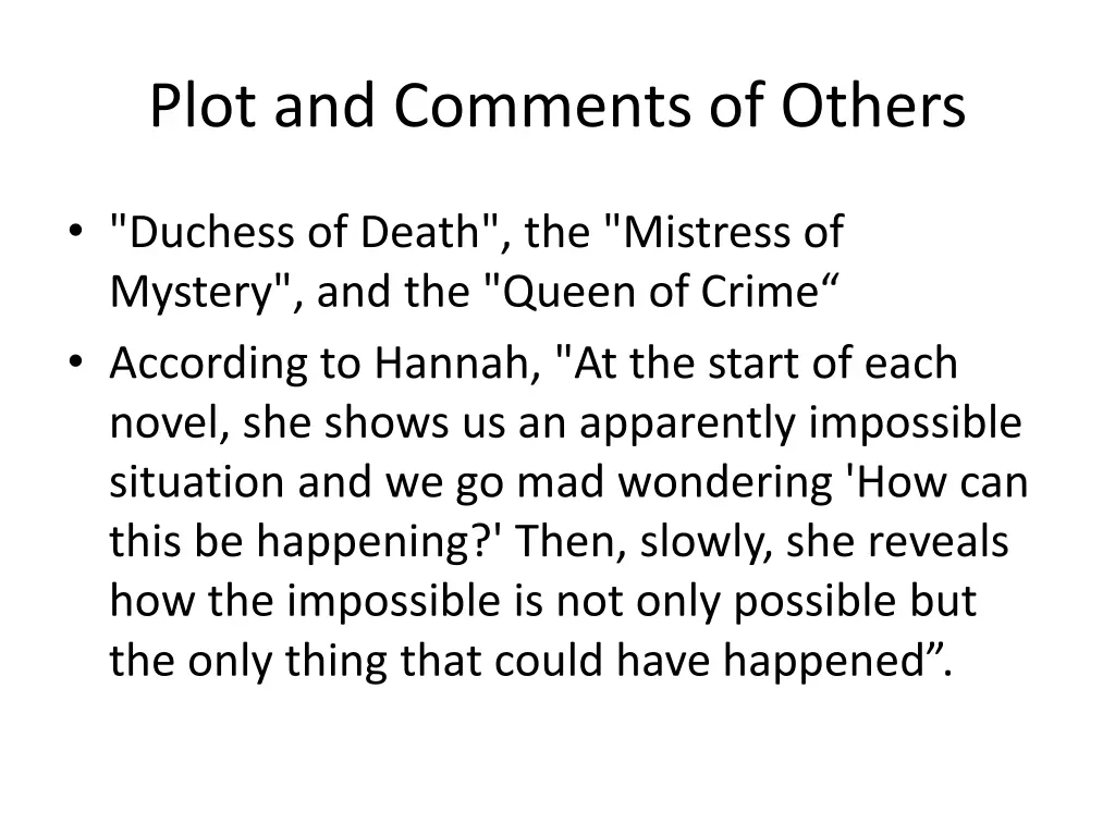 plot and comments of others