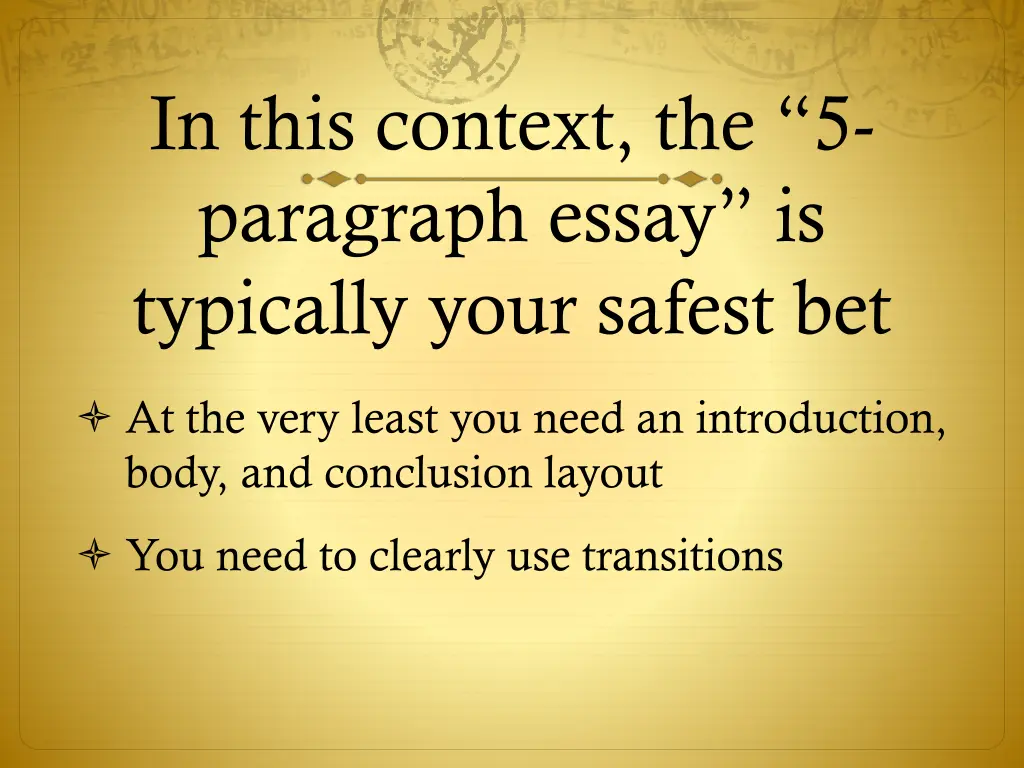 in this context the 5 paragraph essay
