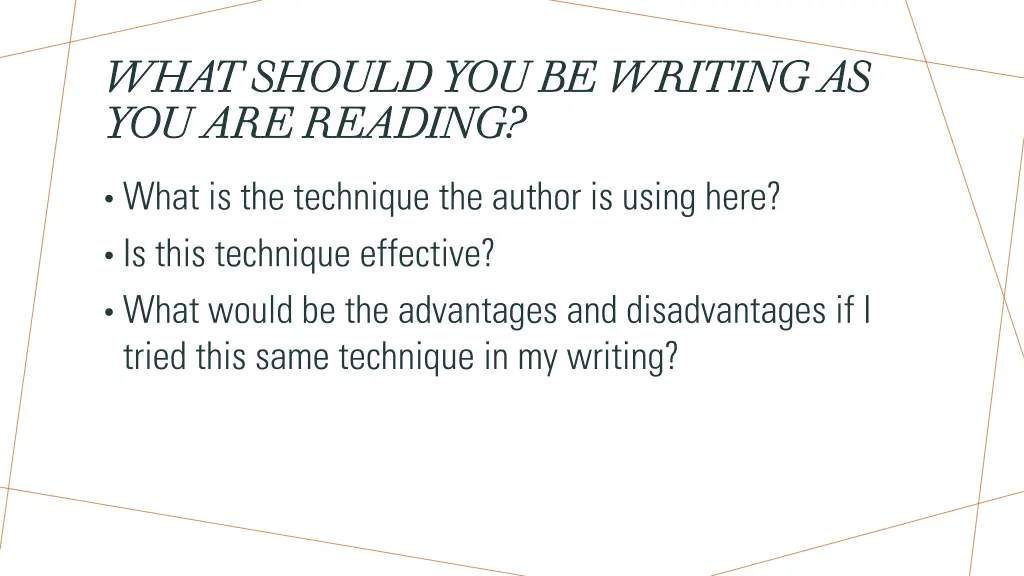 what should you be writing as what should