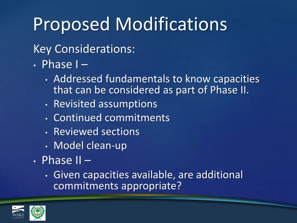 proposed modifications