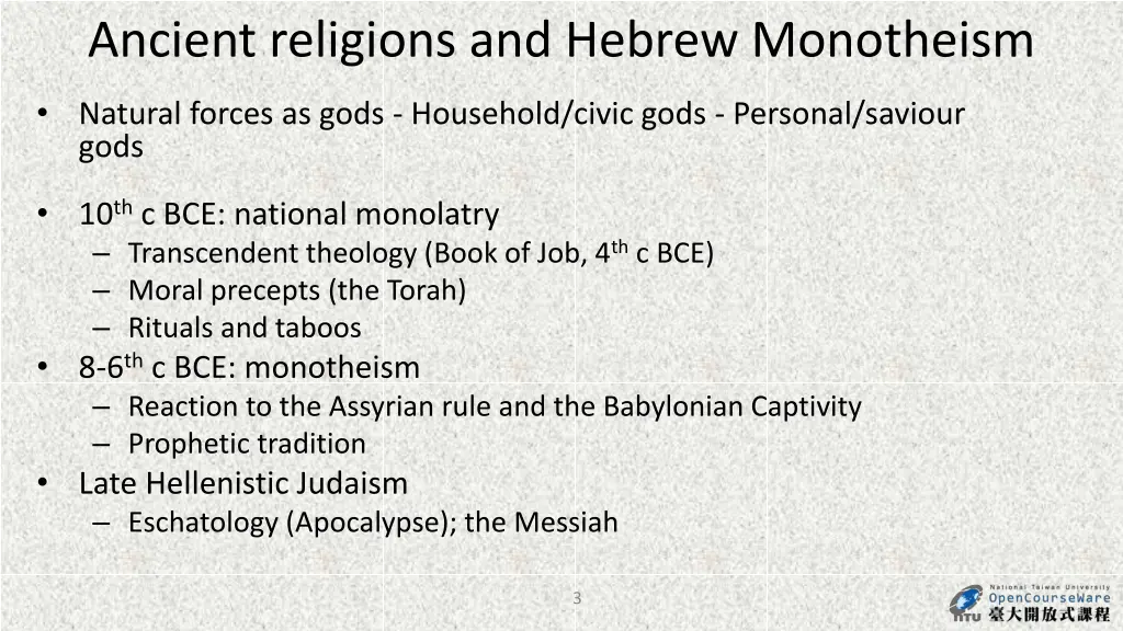 ancient religions and hebrew monotheism