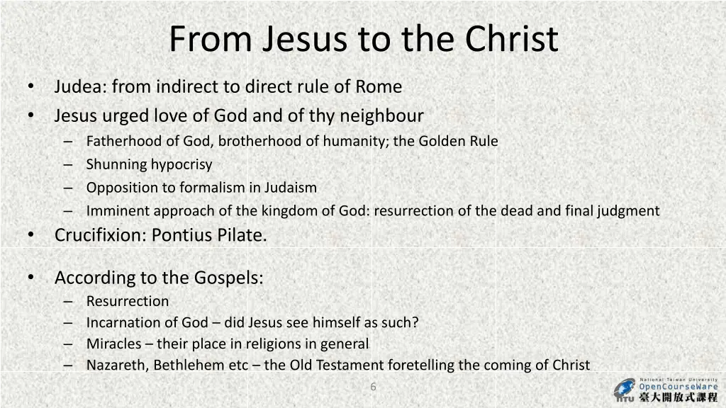 from jesus to the christ