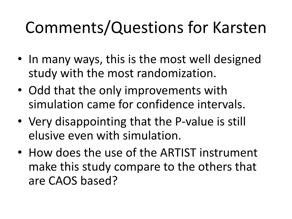 comments questions for karsten