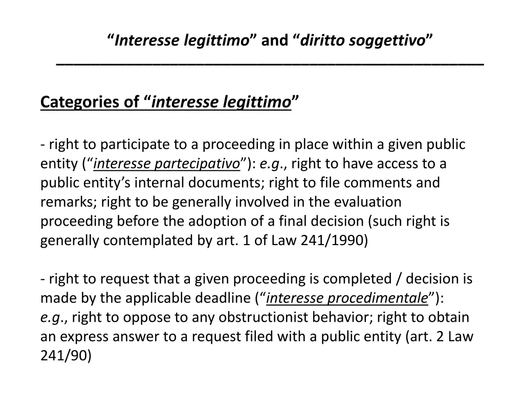 interesse legittimo and diritto soggettivo 12