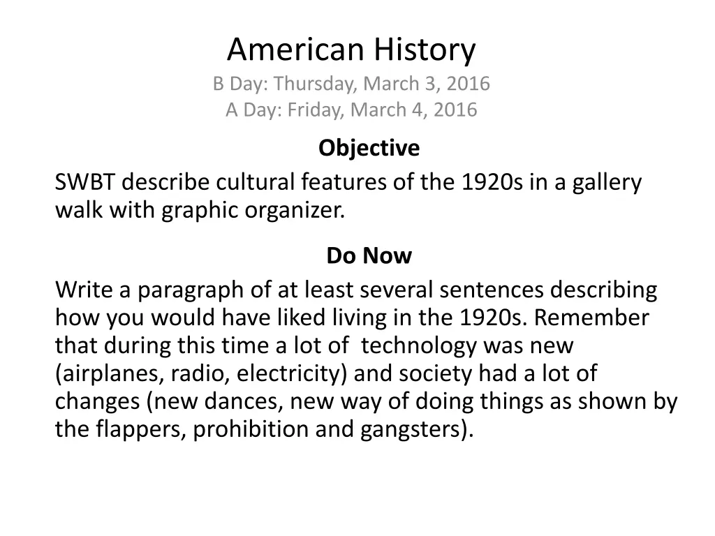 american history b day thursday march 3 2016