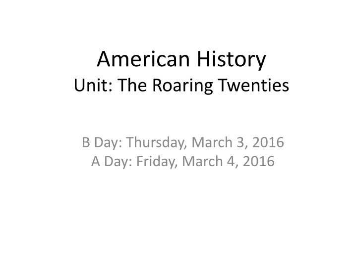 american history unit the roaring twenties