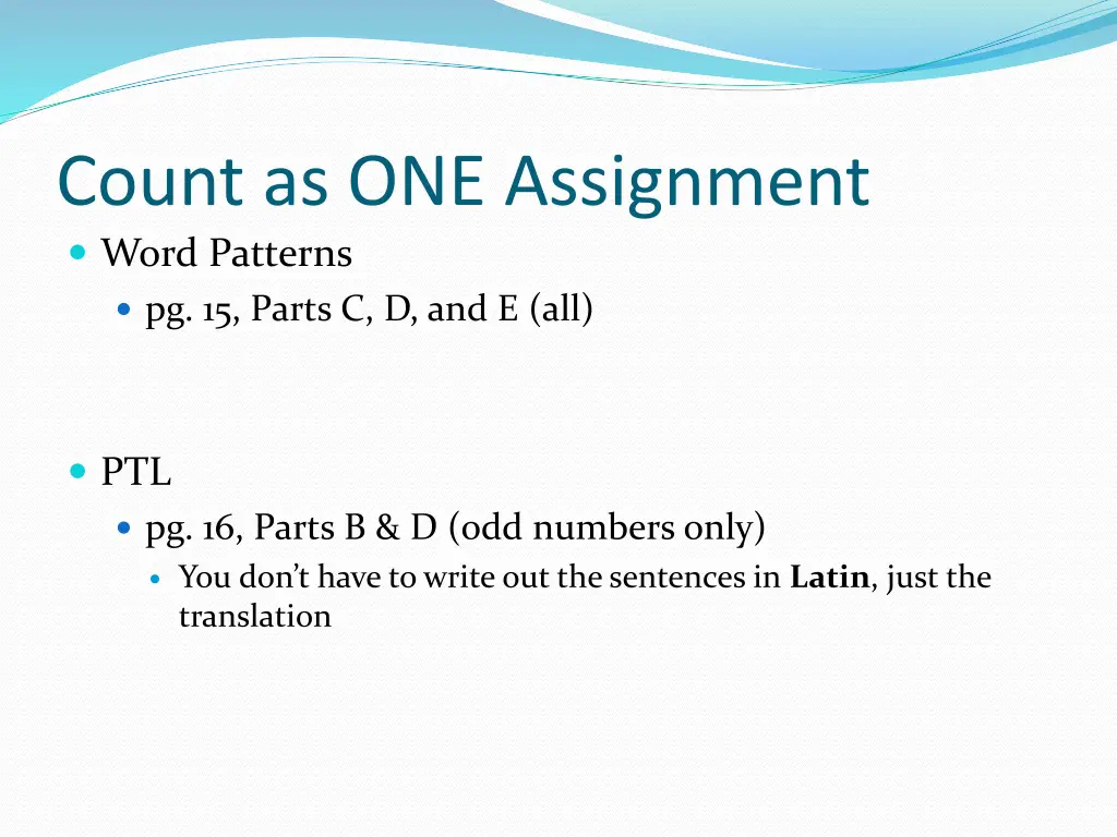 count as one assignment word patterns