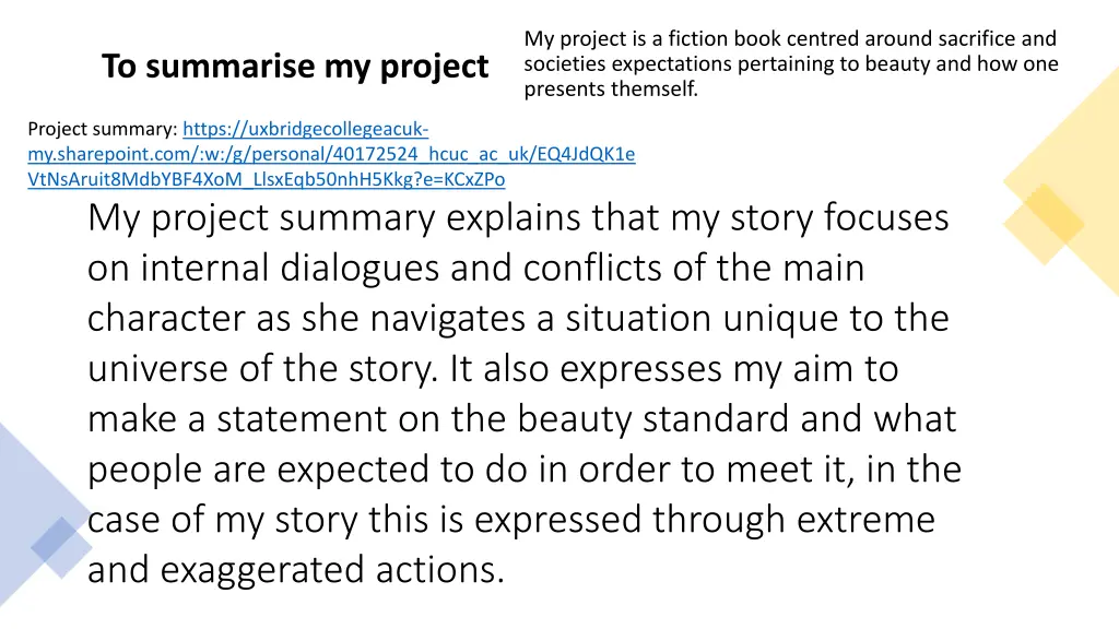 my project is a fiction book centred around