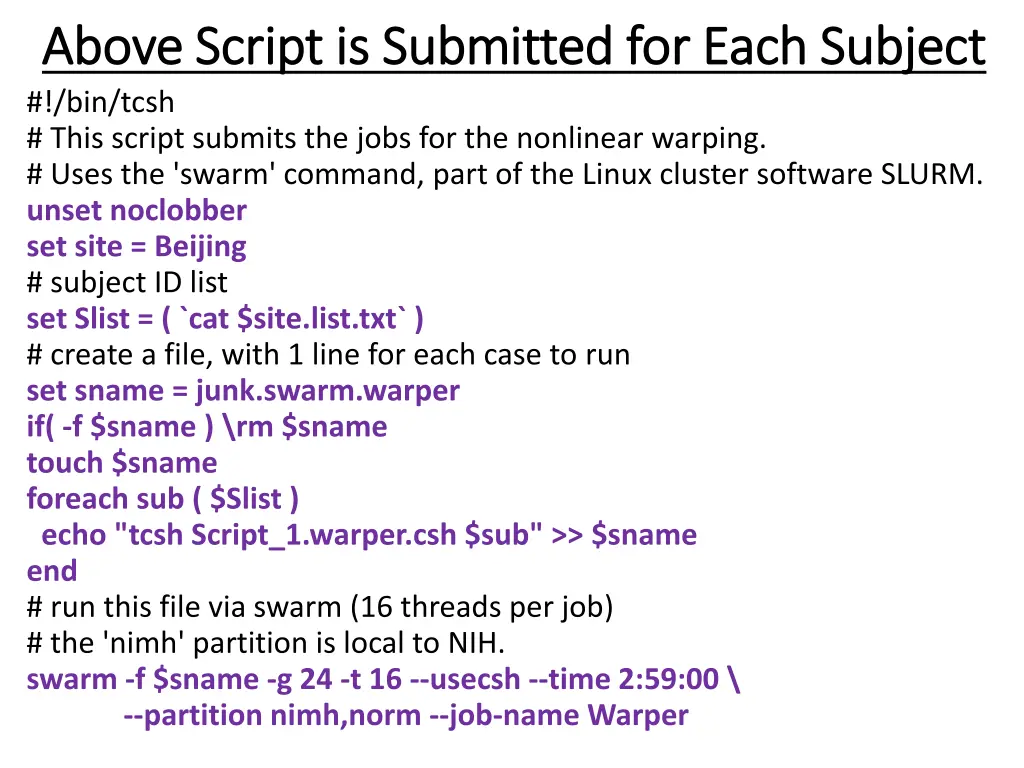above script is submitted for each subject above