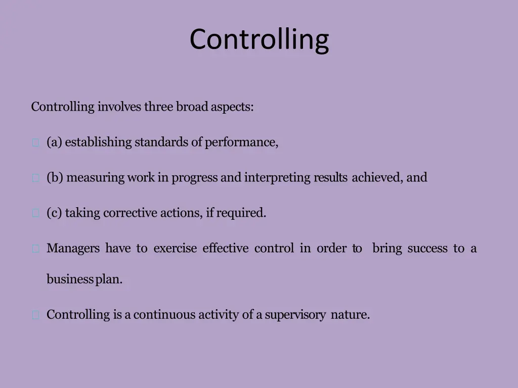 controlling