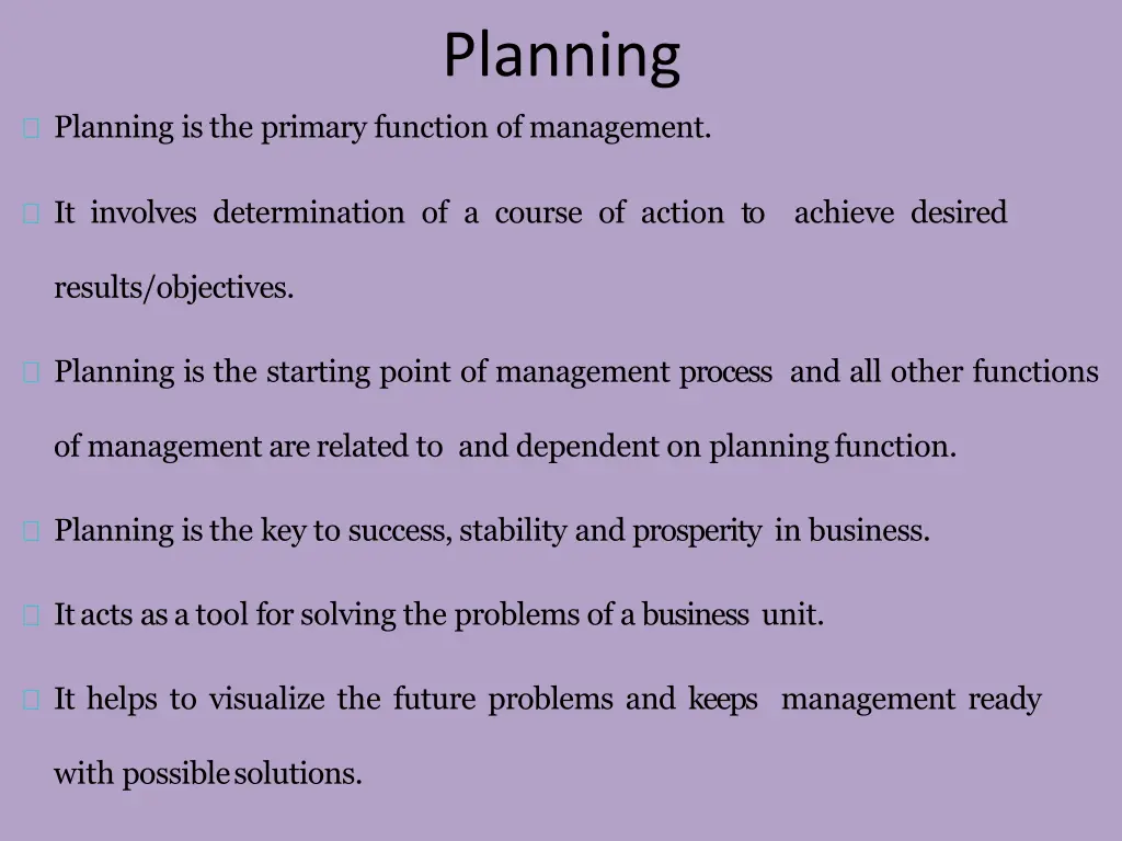 planning