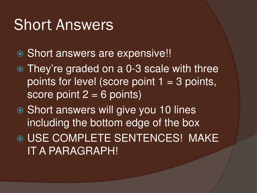 short answers
