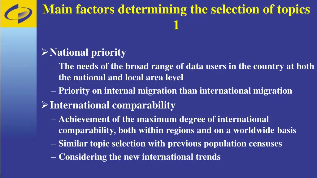 main factors determining the selection of topics 1