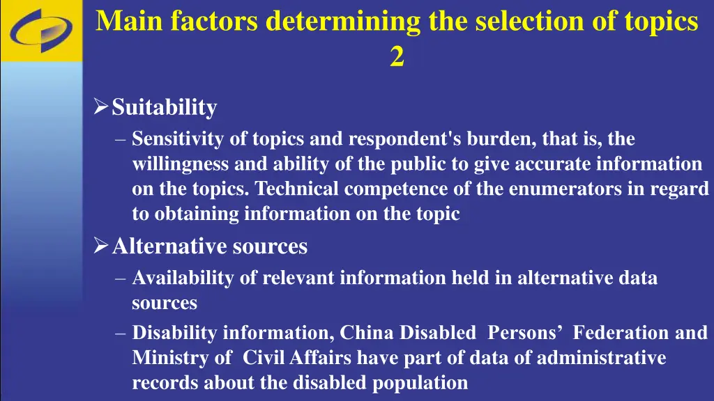 main factors determining the selection of topics 2