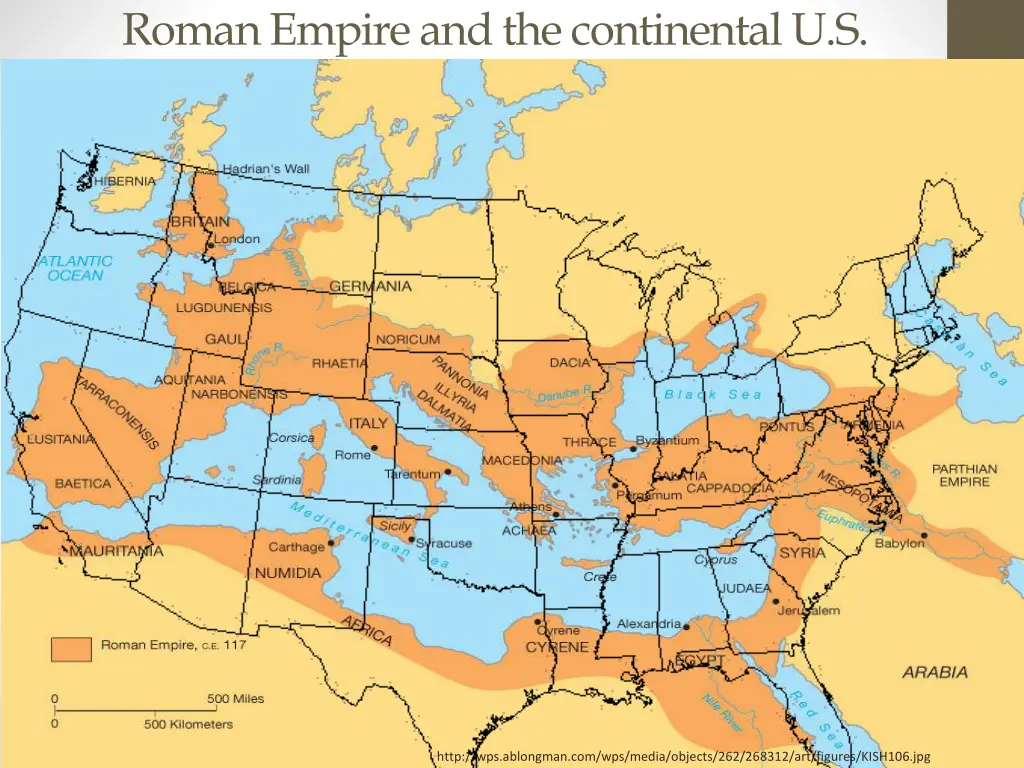 roman empire and the continental u s