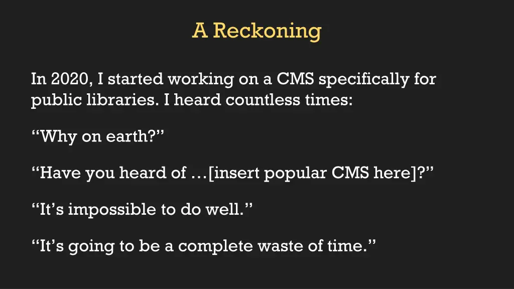 a reckoning