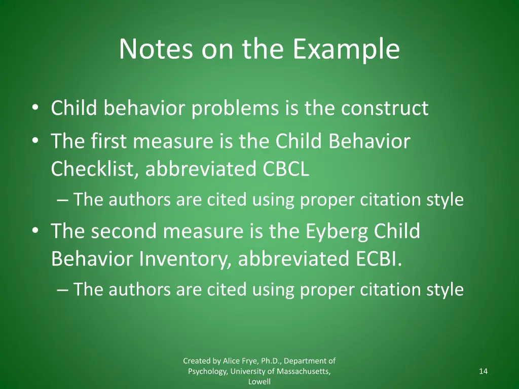 notes on the example