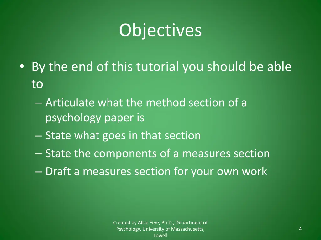 objectives