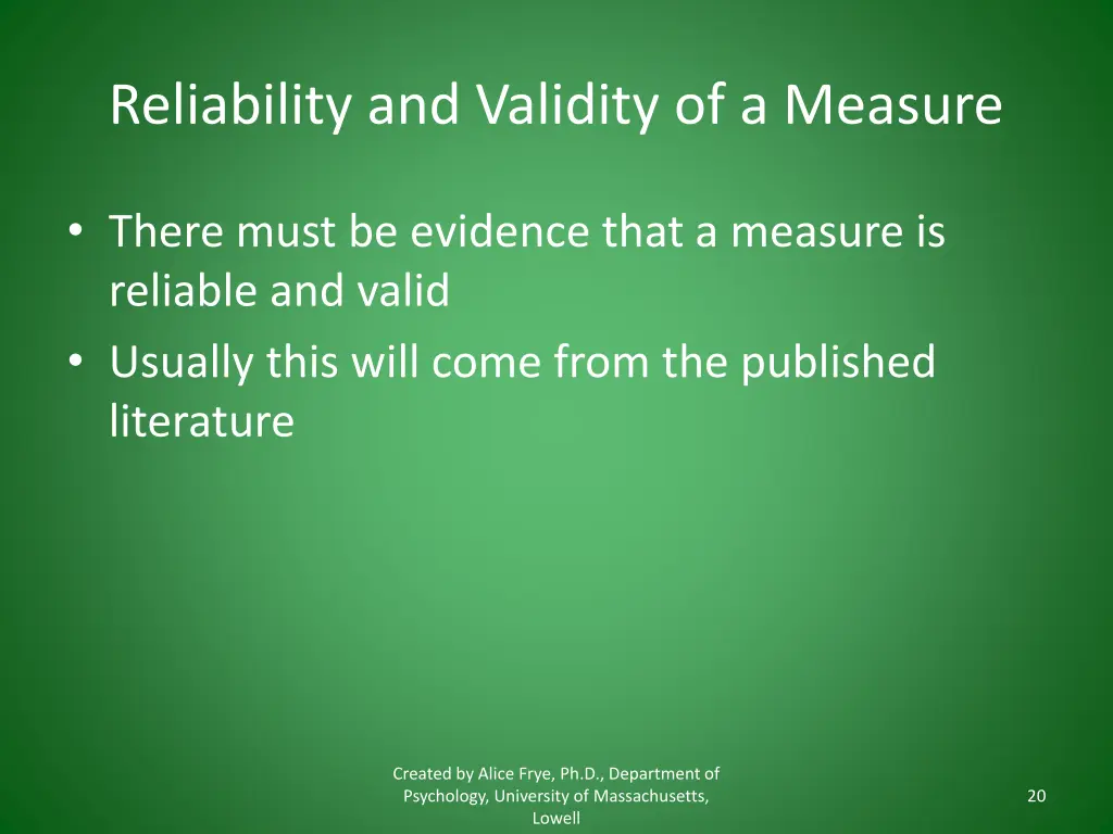 reliability and validity of a measure