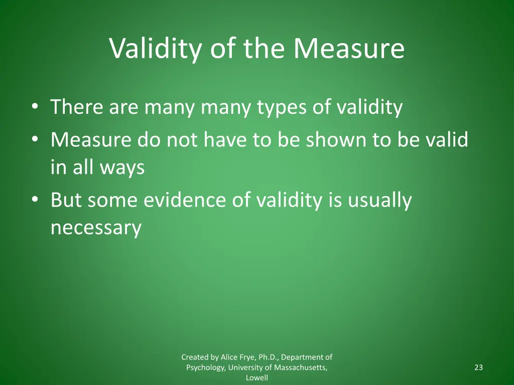 validity of the measure
