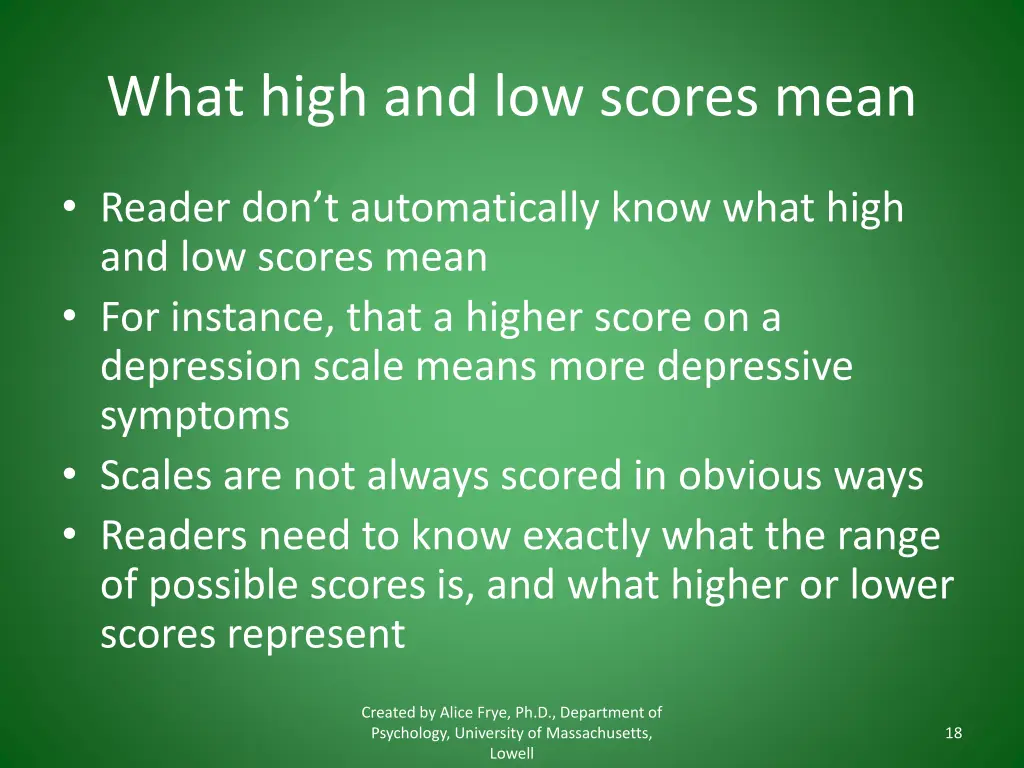 what high and low scores mean
