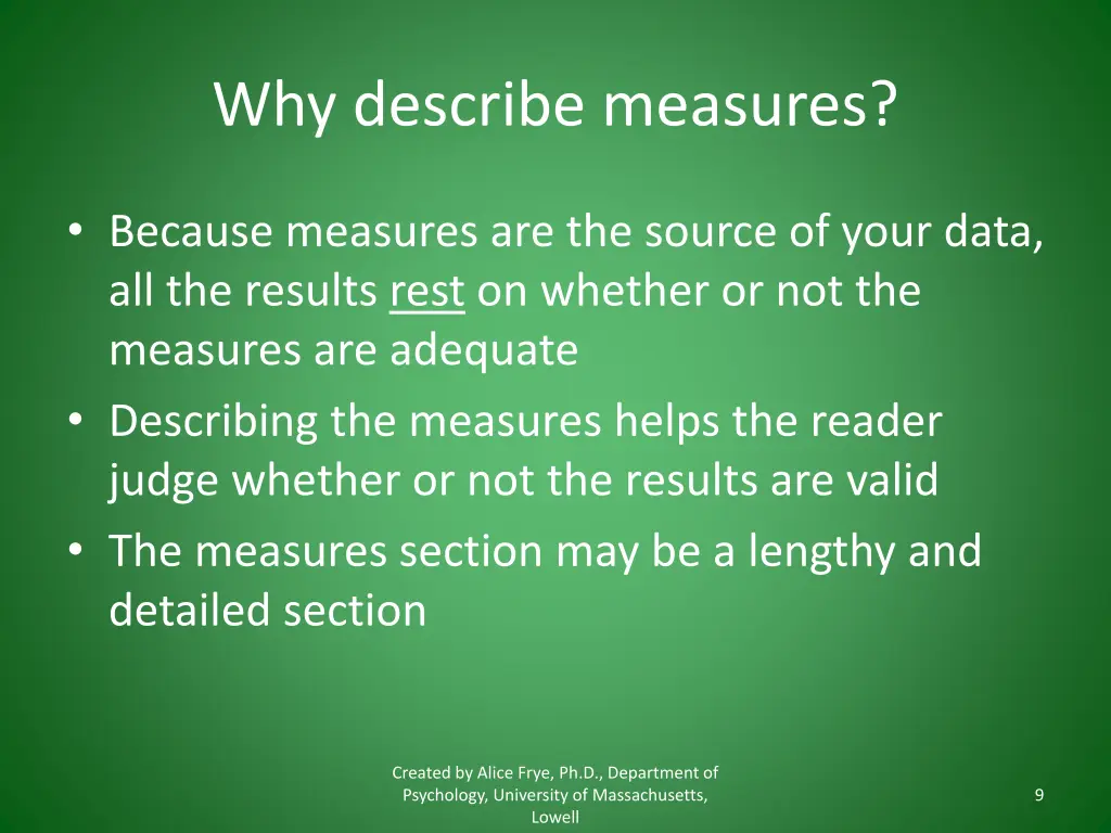 why describe measures
