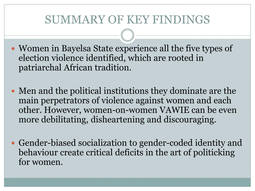 summary of key findings