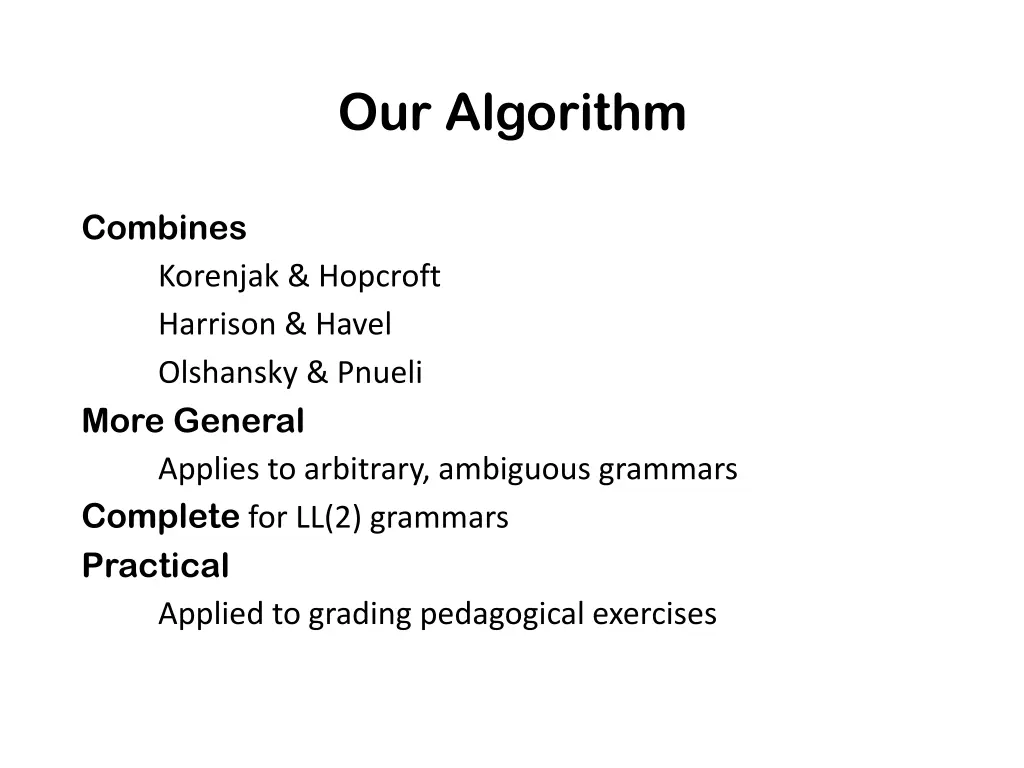 our algorithm