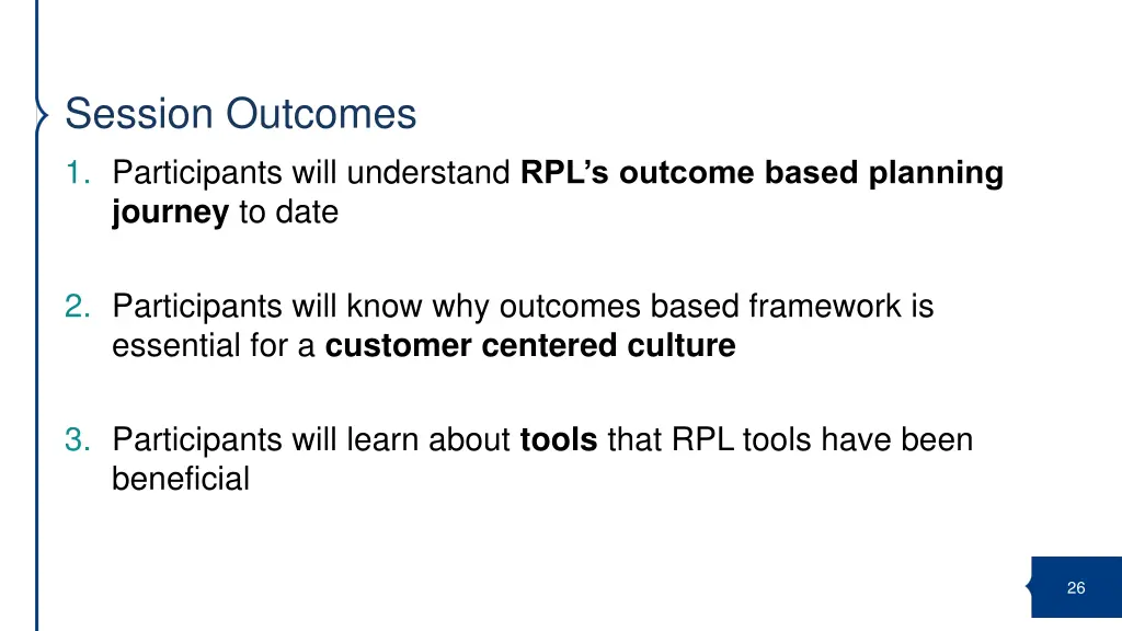 session outcomes 1 participants will understand 1