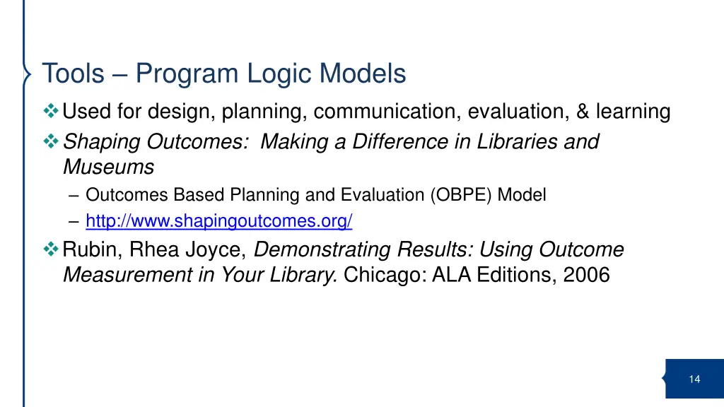tools program logic models used for design