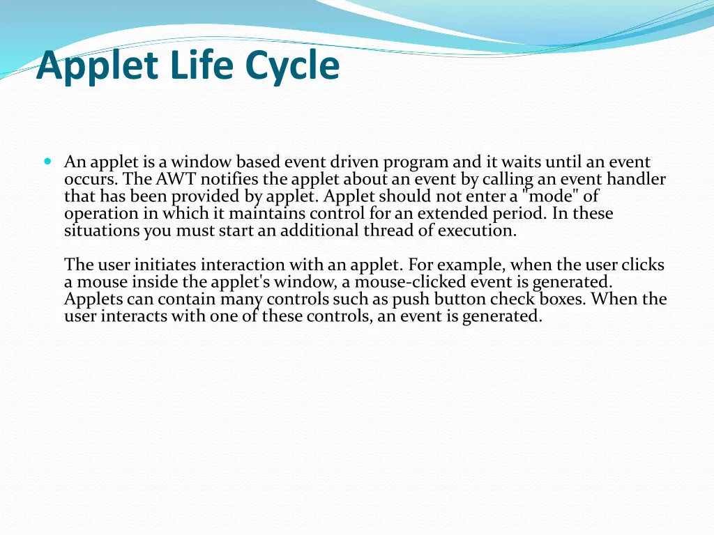 applet life cycle