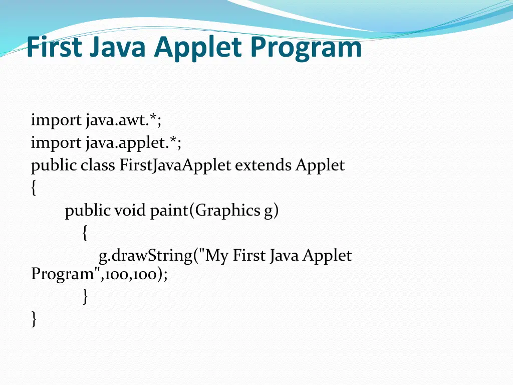 first java applet program