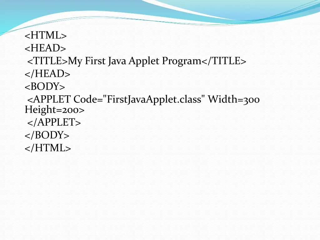 html head title my first java applet program