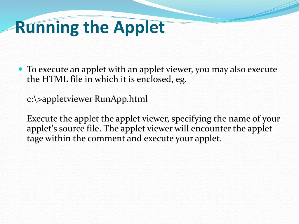 running the applet