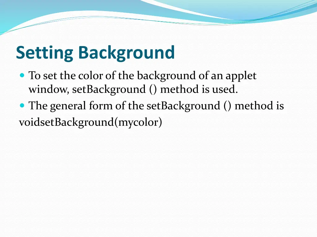 setting background