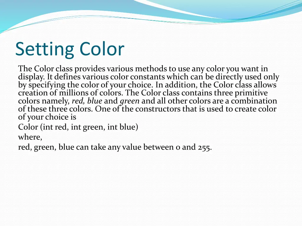 setting color