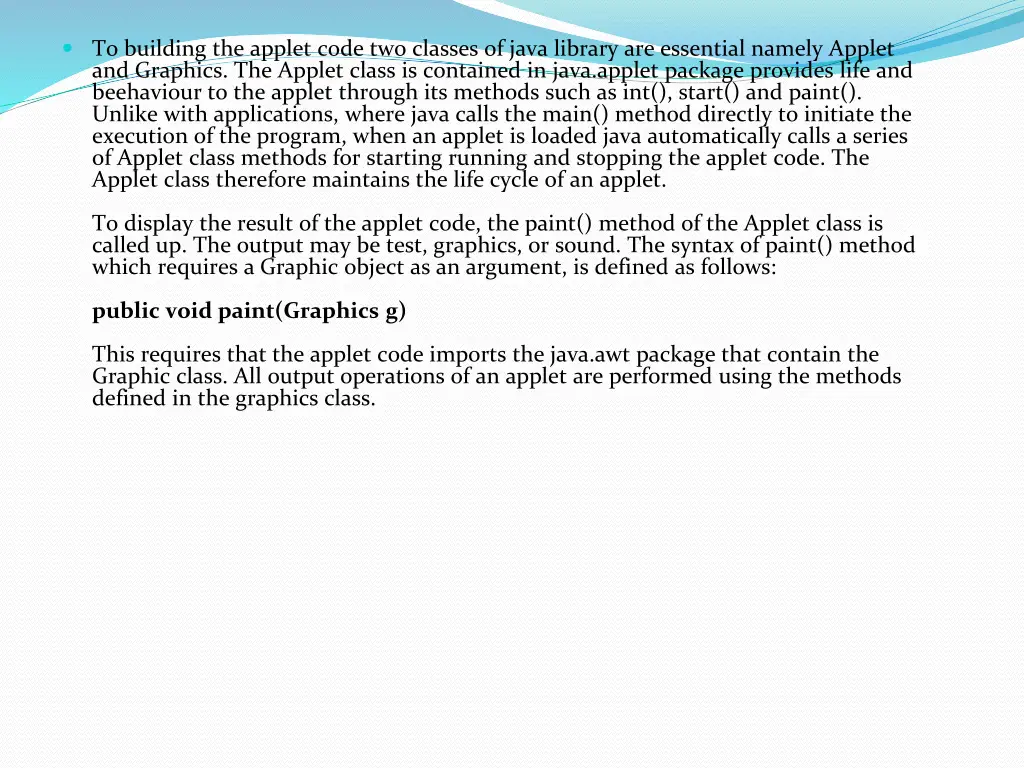 to building the applet code two classes of java