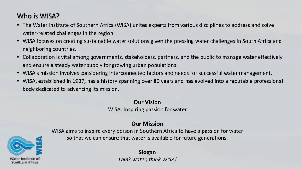 who is wisa the water institute of southern