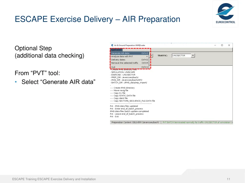 escape exercise delivery air preparation