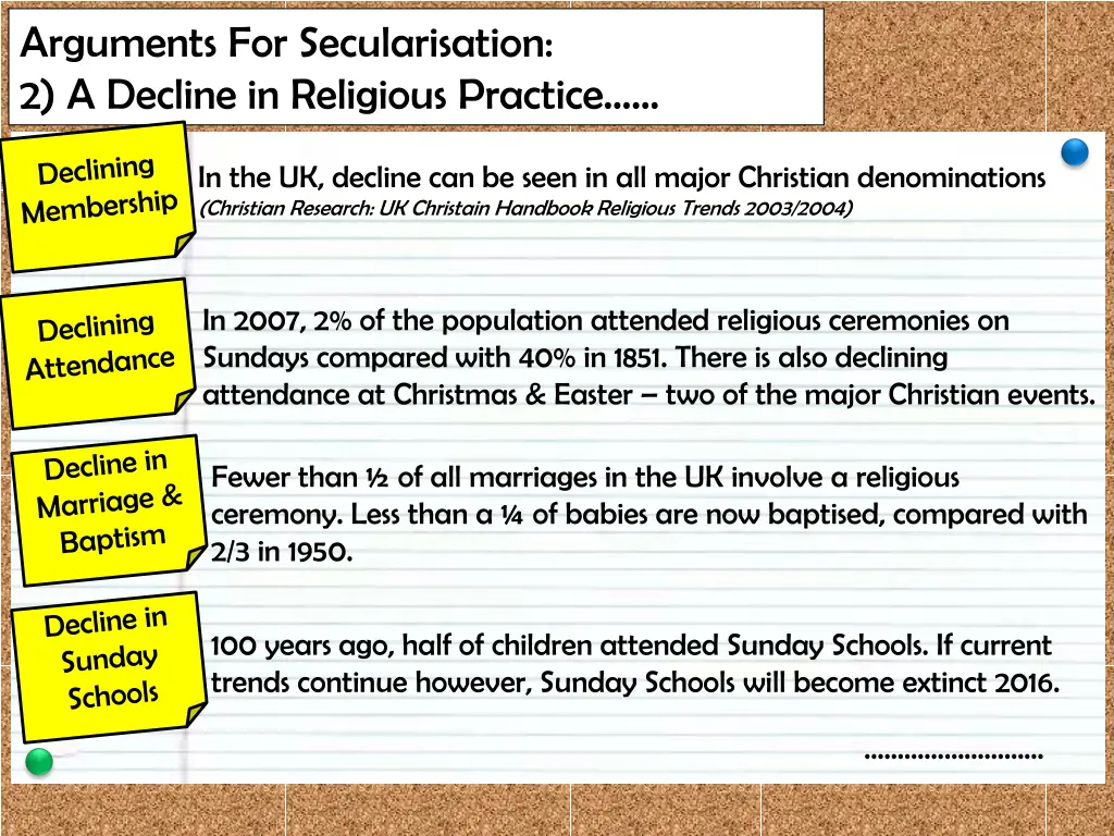 arguments for secularisation 2 a decline